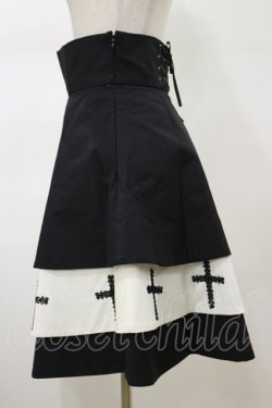 画像3: Moi-meme-Moitie / 十字架3段スカート 2 ブラック×ホワイト H-26-02-13-050-MO-SK-KB-ZH