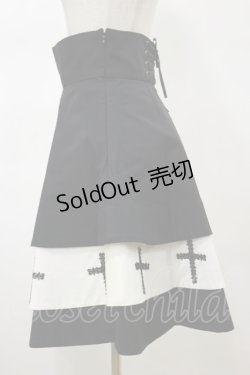 画像3: Moi-meme-Moitie / 十字架3段スカート 2 ブラック×ホワイト H-26-02-13-050-MO-SK-KB-ZH