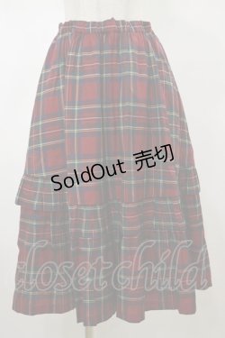 画像1: Jane Marple Dans Le Salon / タータンチェックパネルスカート  レッド H-26-02-13-051-JM-SK-KB-ZH