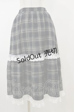 画像1: merry jenny / タックフリルミディスカート  ネイビーチェック H-26-02-13-054-LO-SK-KB-ZH