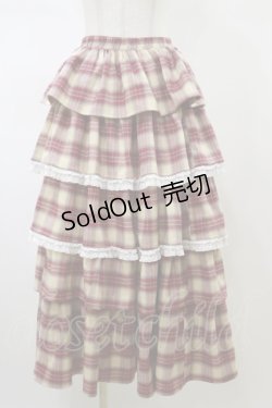 画像1: merry jenny / ティアードティアードチェックスカート  レッド H-26-02-13-055-LO-SK-KB-ZH