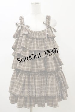 画像1: merry jenny / チェックホイップクリームミニワンピース  ブラウン H-26-02-13-056-LO-OP-KB-ZH