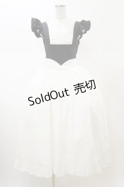 画像1: PAIN / バイカラーエプロンドレス  ブラック×ホワイト H-26-02-13-058-LO-OP-KB-ZH