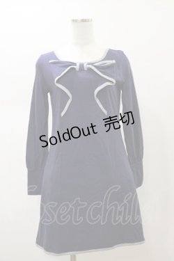 画像1: MILK / リボンカットワンピース  ネイビー H-26-02-13-067-ML-OP-KB-ZH