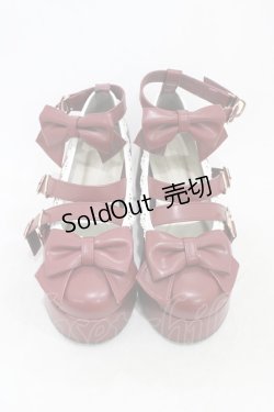 画像1: axes femme kawaii / リボンスカラップ配色シューズ M(23.5cm) ワイン H-26-02-13-1001-AX-SH-NS-ZH
