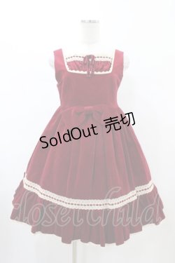 画像1: metamorphose / 別珍ハイウエストリボンジャンパースカート Free ワイン H-26-02-13-1034-ME-OP-NS-ZH