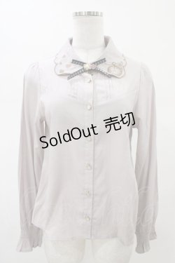 画像1: axes femme POETIQUE / 時計刺繍ブラウス M グレー H-26-02-13-1051-AX-BL-NS-ZH