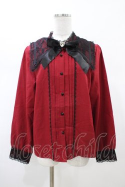 画像1: DearMyLove / ハートリボンレースセーラー襟ブラウス 3L レッド H-26-02-13-1054-EL-BL-NS-ZH