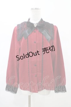 画像1: DearMyLove / ハートリボンレースセーラー襟ブラウス 3L レッド H-26-02-13-1054-EL-BL-NS-ZH