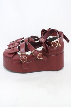 画像2: axes femme kawaii / リボンスカラップ配色シューズ M(23.5cm) ワイン H-26-02-13-1001-AX-SH-NS-ZH