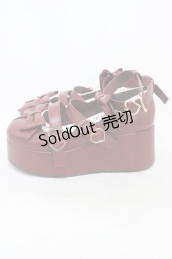 画像2: axes femme kawaii / リボンスカラップ配色シューズ M(23.5cm) ワイン H-26-02-13-1001-AX-SH-NS-ZH