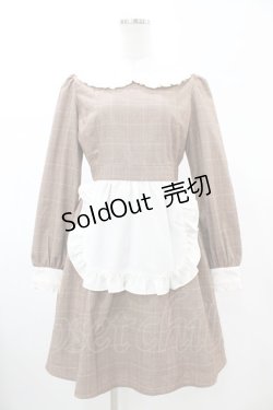 画像1: Ank Rouge / エプロンチェックワンピース M ブラウン H-26-02-13-1026-CA-OP-NS-ZH