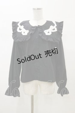 画像1: merry jenny / ribbonフリルカラーブラウス  ブラック H-26-02-13-032-LO-BL-KB-ZH