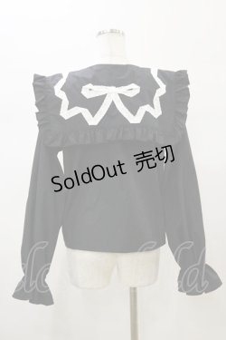 画像2: merry jenny / ribbonフリルカラーブラウス  ブラック H-26-02-13-032-LO-BL-KB-ZH