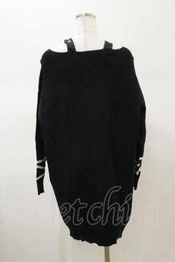 画像2: NieR Clothing / ベルトストラップオフショルダーロングニット F 黒 H-26-02-13-033-PU-TO-AK-ZH