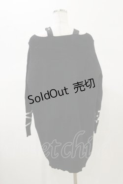 画像2: NieR Clothing / ベルトストラップオフショルダーロングニット F 黒 H-26-02-13-033-PU-TO-AK-ZH