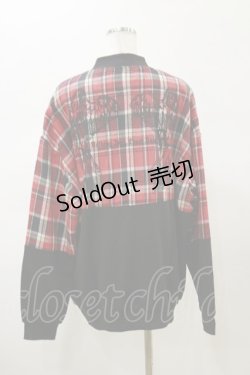 画像2: NieR Clothing / チェック切替ZIPジャケット F 黒×赤 H-26-02-13-034-PU-JA-AK-ZH