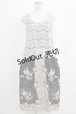 画像1: axes femme / レースドッキングワンピース M ブラック/グレー H-26-02-14-028-AX-OP-NS-ZH