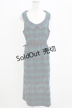 画像1: an another angelus / 衿付チェックストレートジャンパースカート Free GREEN H-26-02-14-033-CA-OP-NS-ZH