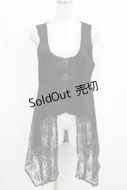 画像1: axes femme / レース使いJQロングベスト M ブラック H-26-02-14-038-AX-TO-NS-ZH