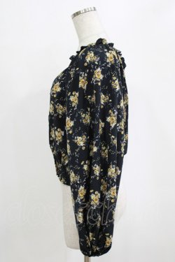 画像2: axes femme / 花柄ボリューム袖ブラウス M ネイビー H-26-02-14-044-AX-BL-NS-ZH