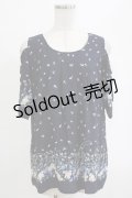 axes femme / 花柄オフショルチュニック M ネイビー H-26-02-14-046-AX-TO-NS-ZH