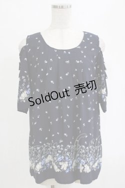 画像1: axes femme / 花柄オフショルチュニック M ネイビー H-26-02-14-046-AX-TO-NS-ZH