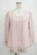 画像1: axes femme / 袖チュール刺繍シフォントップス M ピンク H-26-02-14-047-AX-TO-NS-ZH (1)