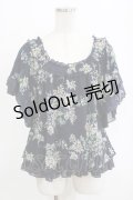 axes femme / フラワーブラウス M ネイビー H-26-02-14-049-AX-BL-NS-ZH