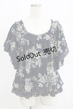 画像1: axes femme / フラワーブラウス M ネイビー H-26-02-14-049-AX-BL-NS-ZH