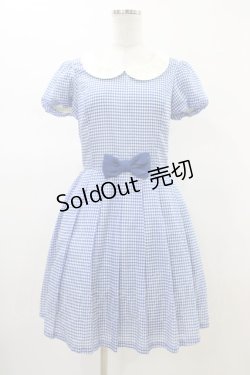 画像1: Emily Temple cute / 千鳥バルーンスリーブワンピース  ブルー H-26-02-14-1033-ET-OP-KB-ZH