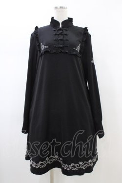 画像1: LISTEN FLAVOR / コウモリチャイナワンピ  ブラック H-26-02-14-1036-PU-OP-KB-ZH