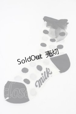 画像1: MILK / ドットリボンソックス  オフ×ブラック H-26-02-14-1005-ML-ZA-KB-ZH
