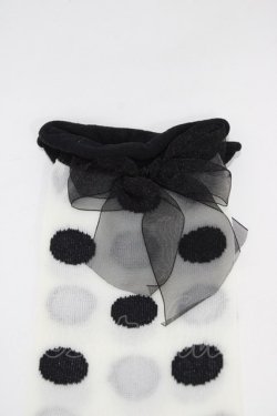 画像2: MILK / ドットリボンソックス  オフ×ブラック H-26-02-14-1005-ML-ZA-KB-ZH