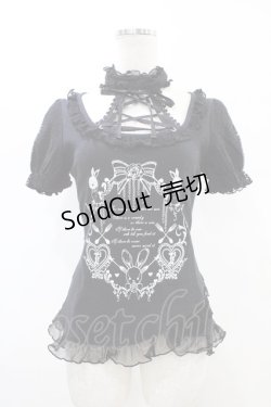 画像1: FRILL / チョーカー風ホルターカットソー  ブラック H-26-02-14-1050-HN-TO-KB-ZH