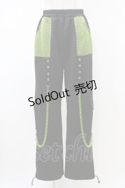 画像1: ACDC RAG / ビビッドグルーミー メッシュパンツ  ブラック×グリーン H-26-02-14-1021-0-PA-KB-ZH
