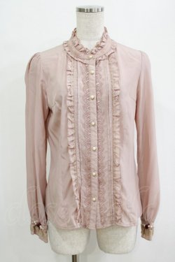 画像1: axes femme / プチスタンドフリルブラウス M ピンク H-26-02-14-052-AX-BL-NS-ZH