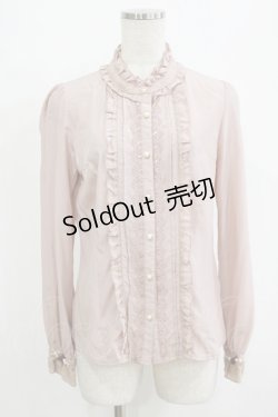 画像1: axes femme / プチスタンドフリルブラウス M ピンク H-26-02-14-052-AX-BL-NS-ZH