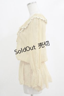 画像2: axes femme / 刺繍入りフリルブラウス M マスタード H-26-02-14-055-AX-BL-NS-ZH