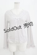 axes femme / 袖フリルレースインナープルオーバー M ラベンダー H-26-02-14-058-AX-TO-NS-ZH