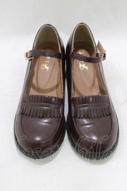 画像1: Fi.n.t / ストラップローファー L/24.5~25cm ブラウン H-26-02-14-085-CA-SH-NS-ZH