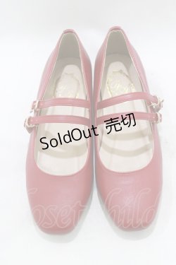 画像1: F&A / ダブルストラップスクエアトゥパンプス L/24.5~25cm レッド H-26-02-14-086-LO-SH-NS-ZH