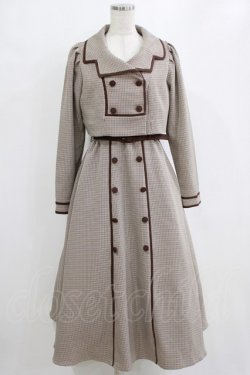 画像1: an another angelus / 配色使いミニ千鳥ショートジャケットセットアップ Free BEIGE×BR H-26-02-14-009-CA-OP-NS-ZH