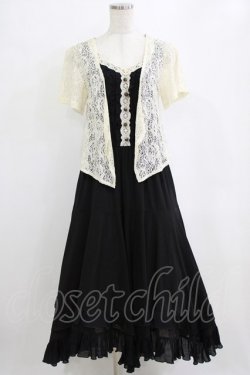 画像1: axes femme / レースボレロドッキングワンピース M ブラック H-26-02-14-011-AX-OP-NS-ZH