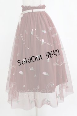 画像2: an another angelus / フラワーロゴ刺繍チュールスカート Free Bordeaux H-26-02-14-021-CA-SK-NS-ZH
