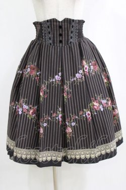 画像1: axes femme / レジメ花柄スカート M ブラック H-26-02-14-022-AX-SK-NS-ZH