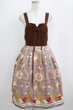 画像1: axes femme POETIQUE / アップルパイレースアップワンピース M ブラウン H-26-02-15-003-AX-OP-NS-ZH