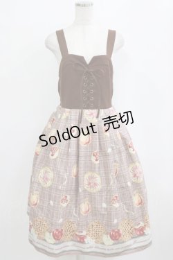 画像1: axes femme POETIQUE / アップルパイレースアップワンピース M ブラウン H-26-02-15-003-AX-OP-NS-ZH