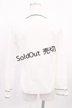 画像2: Amavel / ホルン付ストライプリボンタイブラウス Free オフ/グリーン H-26-02-15-1012-CA-BL-NS-ZH