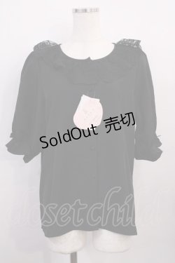 画像1: m petit by misako / MSKデシンレースエリブラウス LL ブラック H-26-02-15-1013-LO-BL-NS-ZH